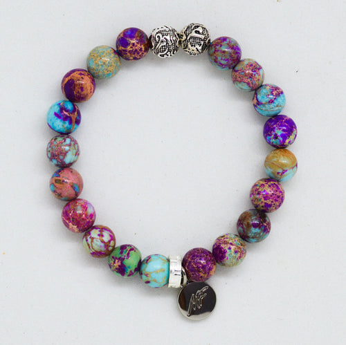 Purple Jasper Stone Silver Bead Bracelet (8 MM) | Natural Stone |  MYSTICFLAVIA – Mystic Flavia